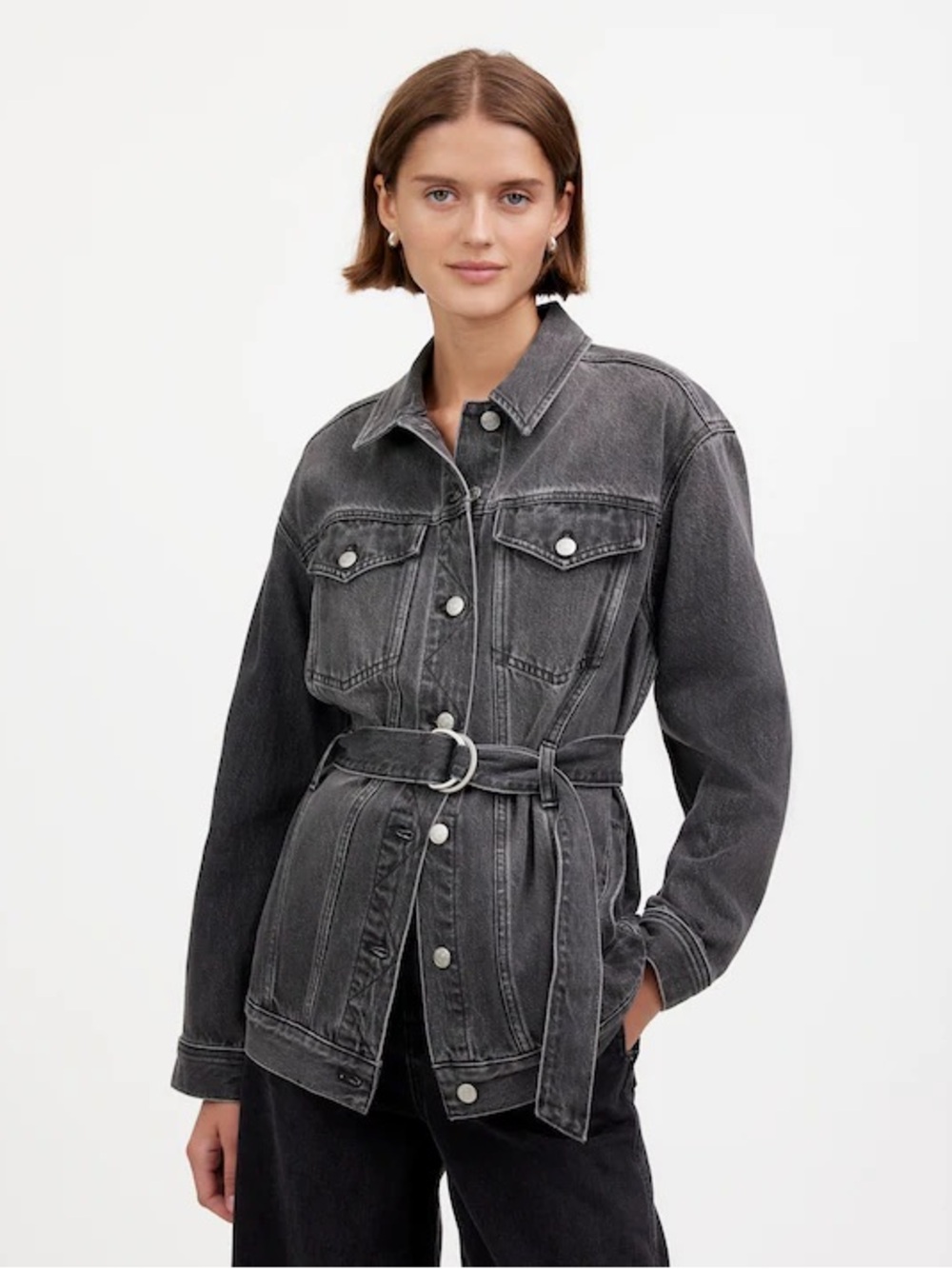 Madewell Belted Oversized Trucker Jean Jacket - Kingswood Wash